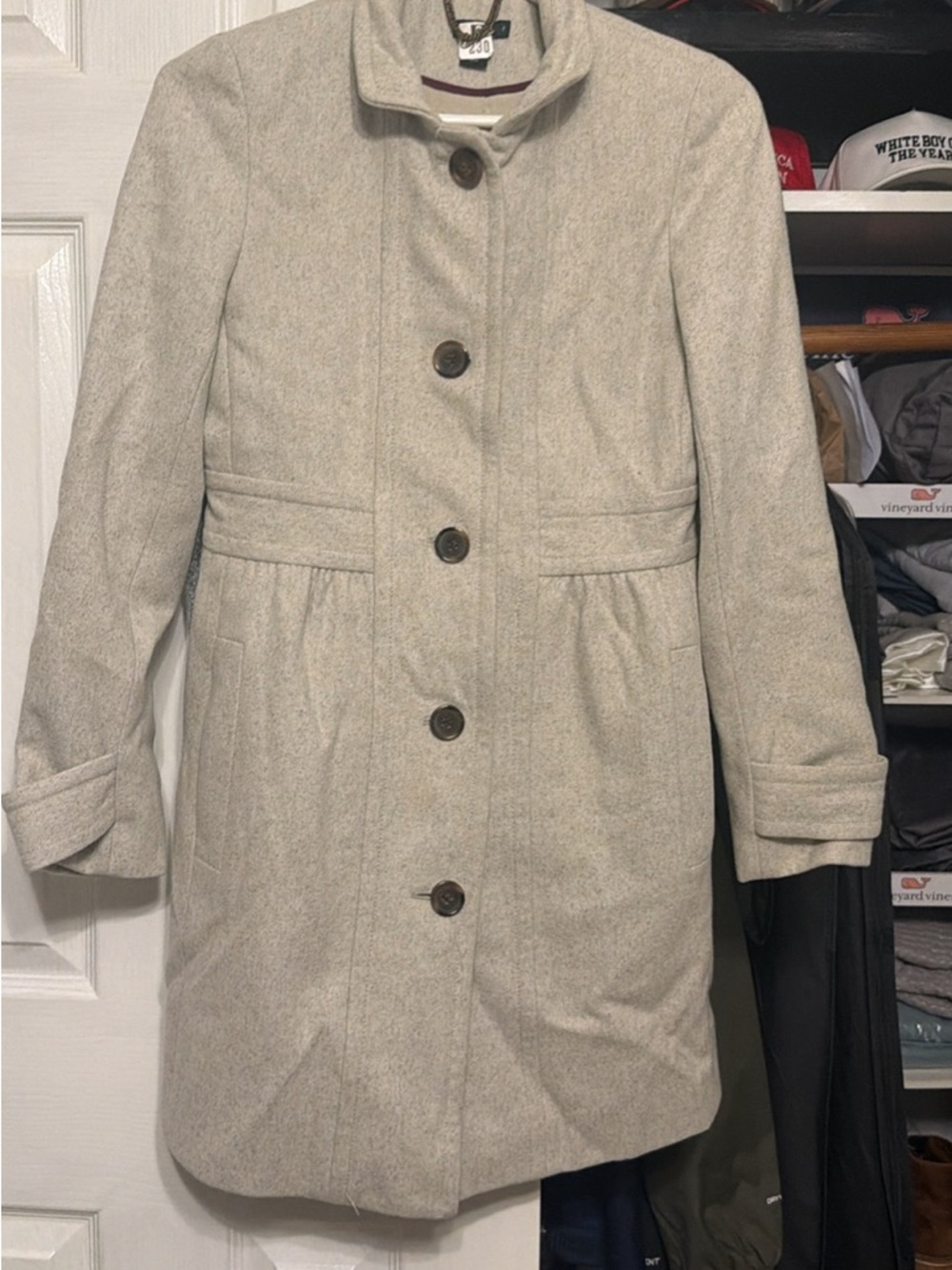 J. Crew Women's Light Beige Single-Breasted Wool Coat